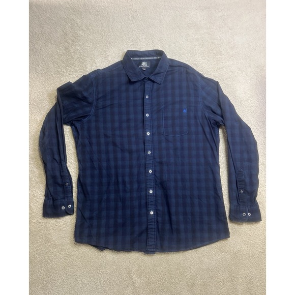 Rock & Republic Other - Rock Republic Shirt Men's Blue Plaid Button Up Long Sleeve Size XL Preppy Casual